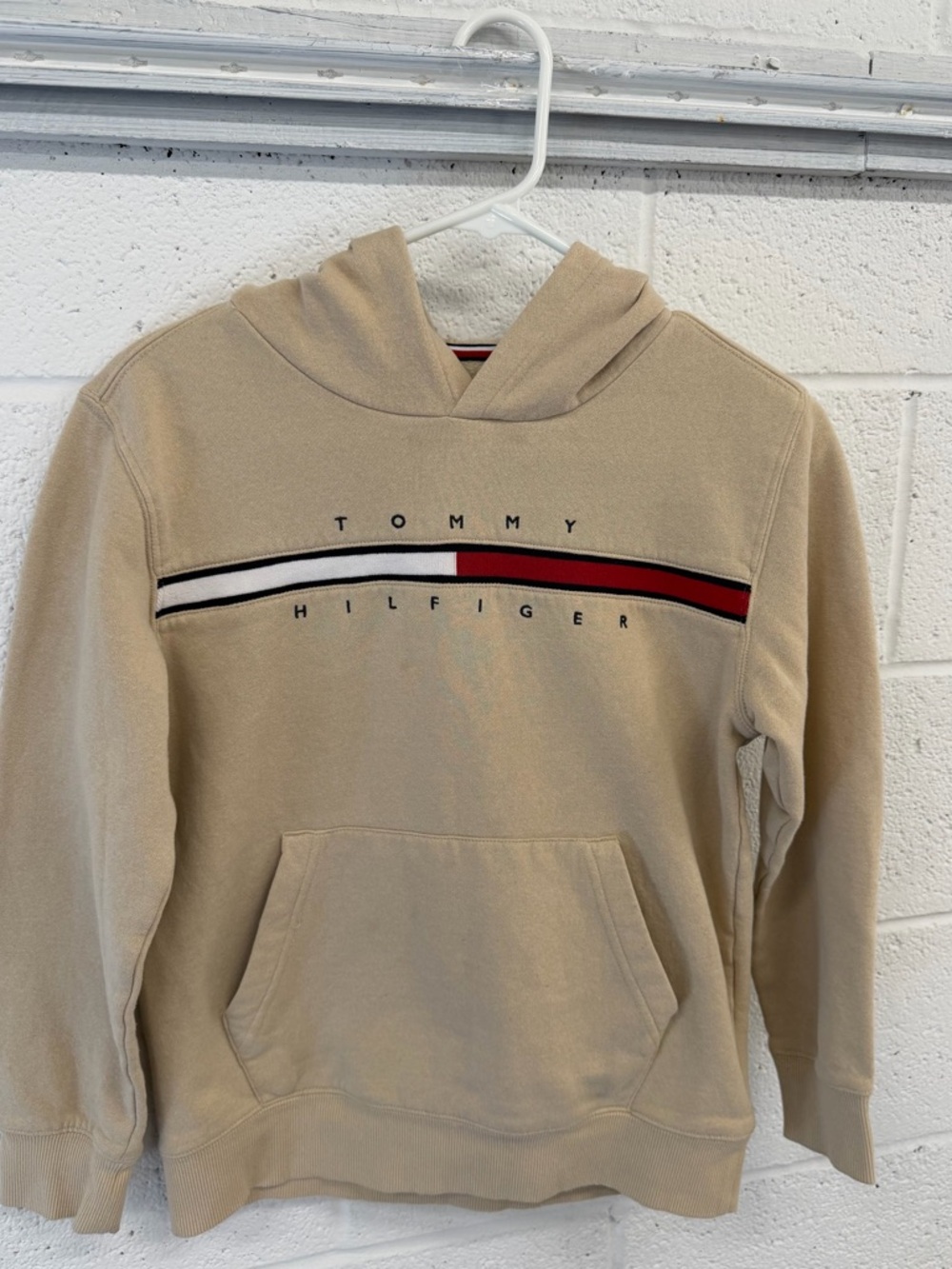 Tommy Hilfiger Beige Hoodie with Signature Stripe M(10/12)